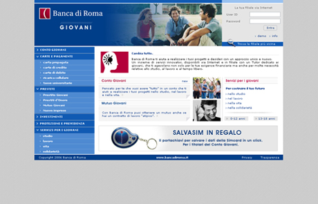 Sito giovani di Banca di Roma